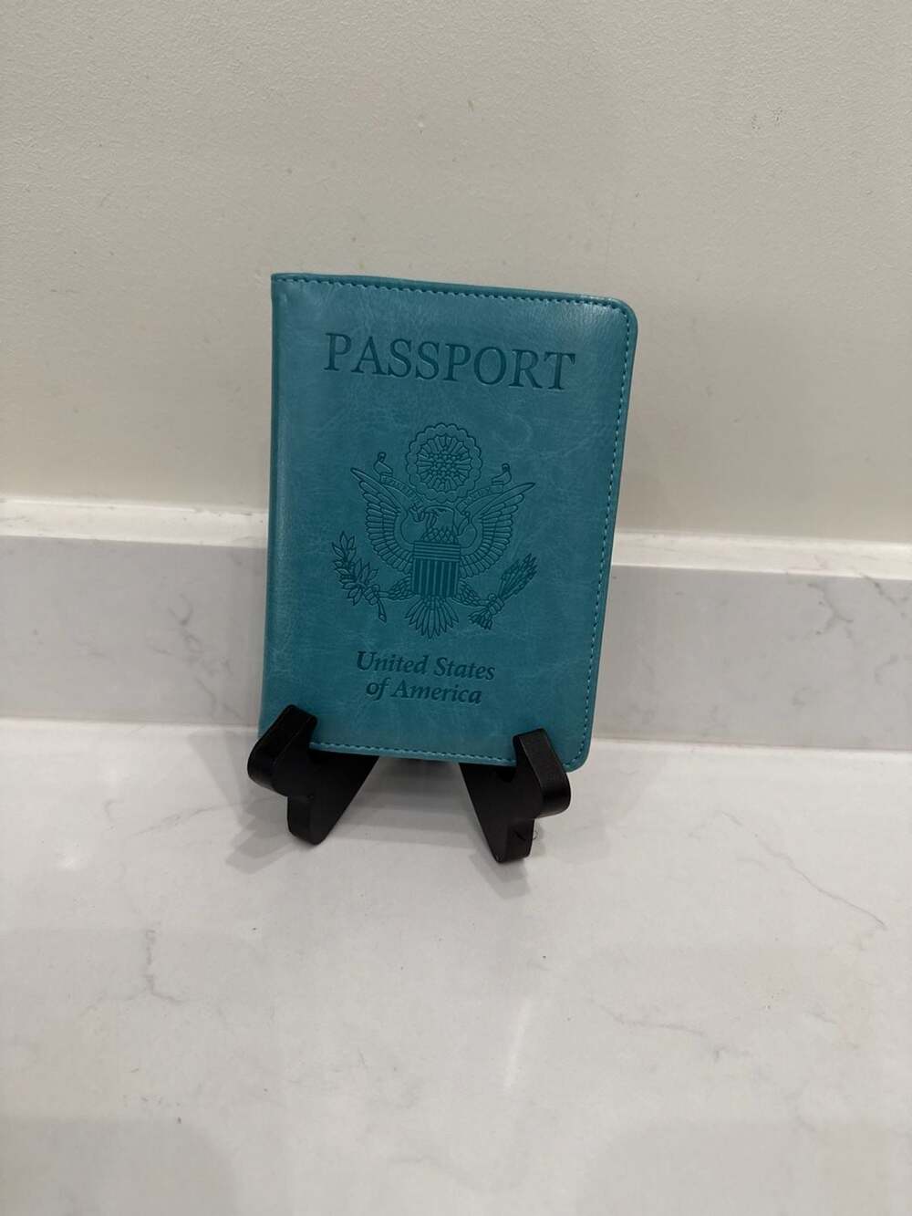 Teal PU Leather US Passport Holder Wallet with RFID Blocking